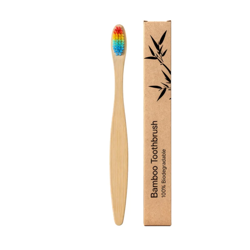 Bamboo Toothbrush Rainbow Flat Ergonomic Handle Amz 7pw54daq 7