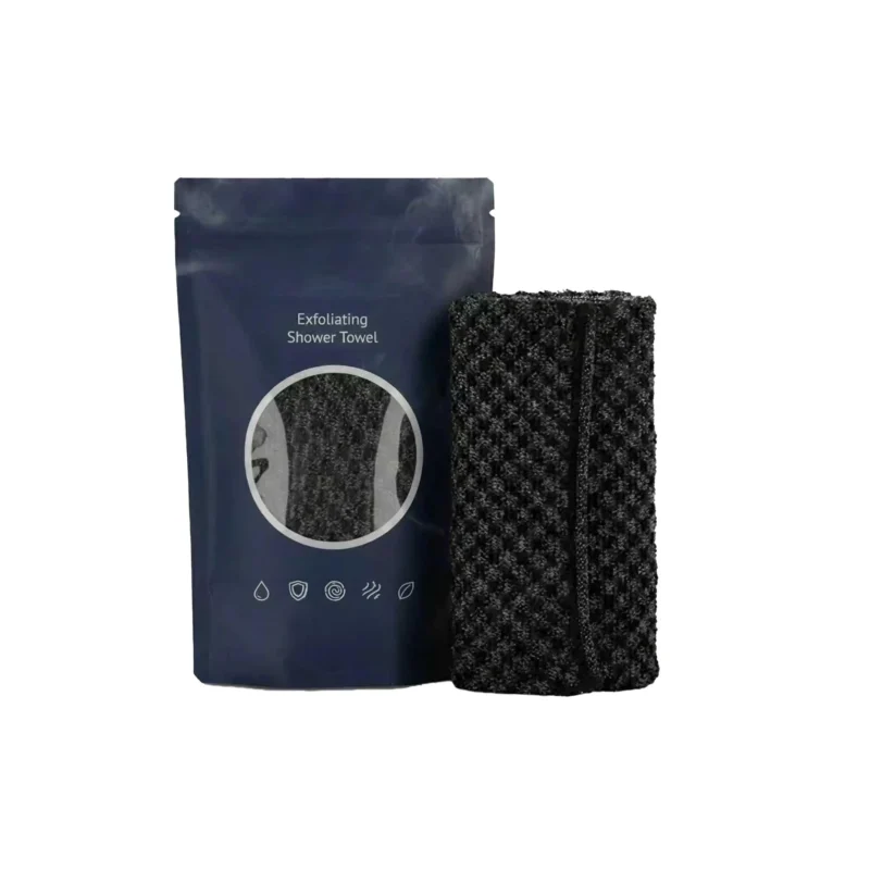 Exfoliating Shower Towel Black Grid Nylon Amz 33mq2hp6 7