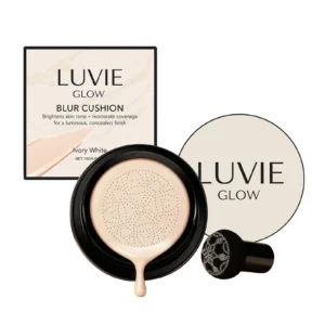AMZ Glow Blur Cushion Foundation Ivory White - Lightweight, Hydrating, Full Coverage