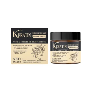 AMZ Keratin Hair Mask with Vitamin E for deep conditioning, moisturizing, and restoring shine to dull, lifeless hair.