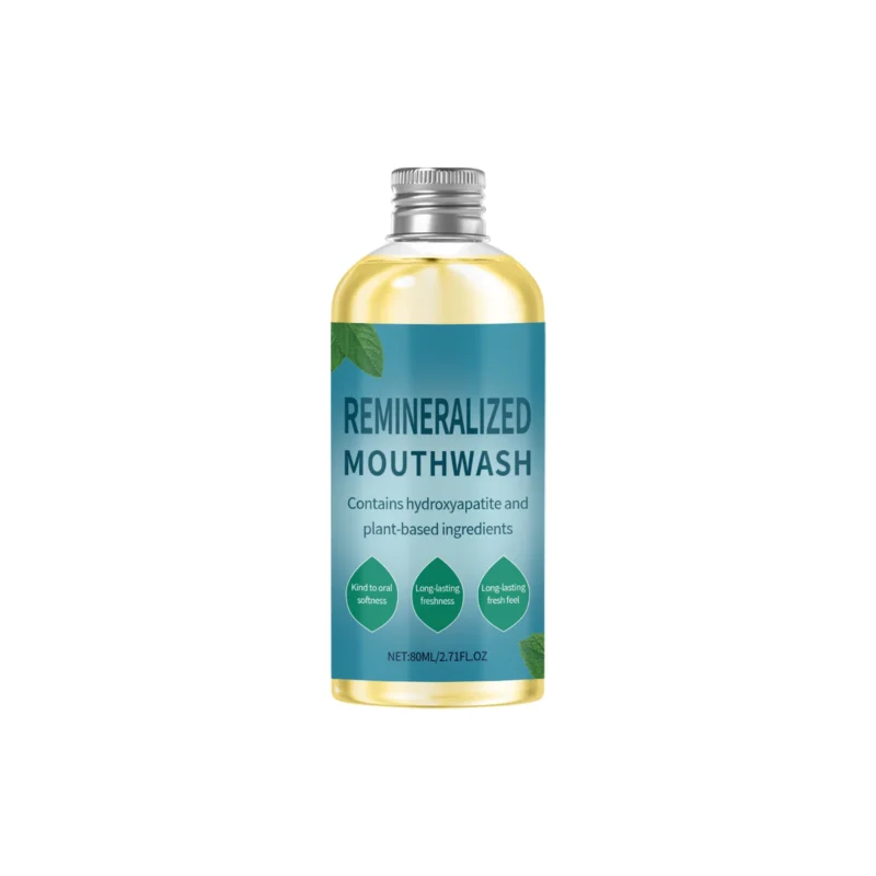 AMZ Mint Mouthwash 80ml for gentle plaque removal and long-lasting freshness, featuring hydroxyapatite and colloidal silver.