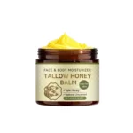 AMZ Tallow Honey Balm moisturizer in a jar, suitable for both face and body, providing deep hydration.