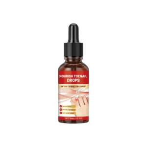 AMZ Toenail Care Drops for fungal nail treatment, featuring a bottle with dropper, shown softening and repairing damaged toenails