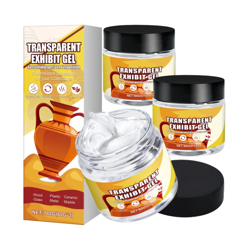AMZ Transparent Exhibit Gel for Displaying Collections, Invisible Adhesive for Multiple Surfaces