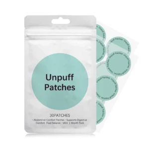AMZ brand Abdominal Comfort Patches for digestive support and fluid balance, gentle formula for daily abdominal care.