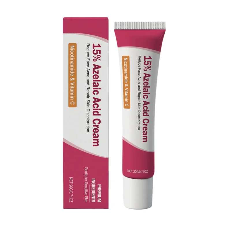 AMZ 15% Azelaic Acid Cream with Niacinamide and Vitamin C for treating acne, dark spots, and sensitive skin in a 20g tube