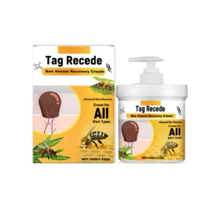 AMZ Bee Venom Recovery Cream jar with cooling peppermint and salicylic acid for advanced wart and skin tag treatment