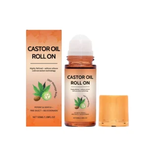 Gentle Castor Oil Roll-On Stick for deep hydration and soothing dry skin care, 50ml portable size