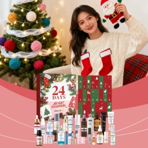 AMZ Christmas Beauty Advent Calendar with Anti-Wrinkle Cream & SPF BB Cream | 24-Day Surprise Makeup Box