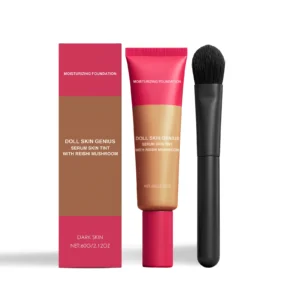 AMZ Deep Skin Tone Moisturizing Foundation Cream with built-in brush for full coverage and oil control