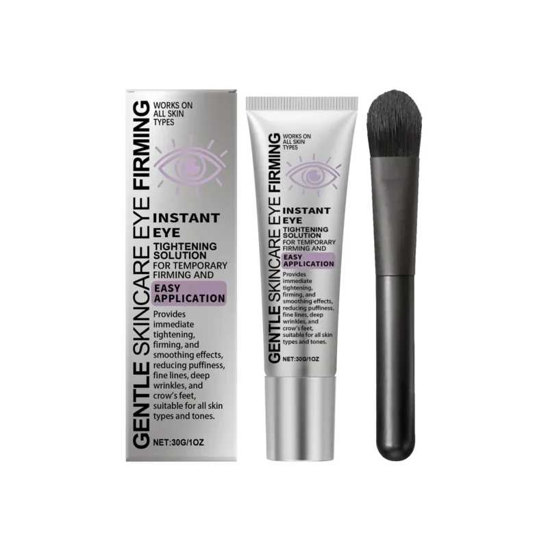 AMZ Eye Firming Cream in sleek tube with included applicator brush for reducing puffiness and fine lines