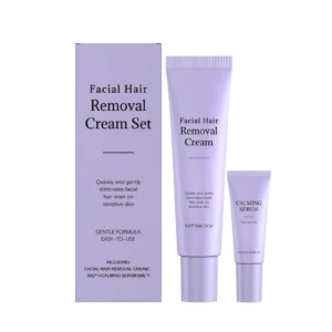 AMZ Facial Hair Removal Cream Set with Calming Serum for Sensitive Skin
