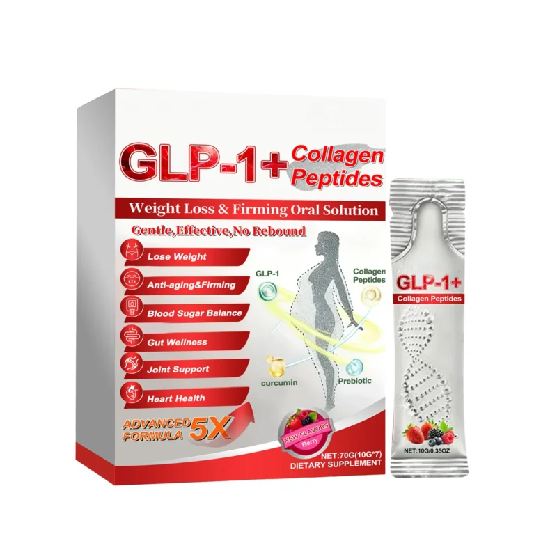 AMZ GLP-1+ and Collagen Liquid Dietary Supplement in individual 10g packets for gut health and weight management