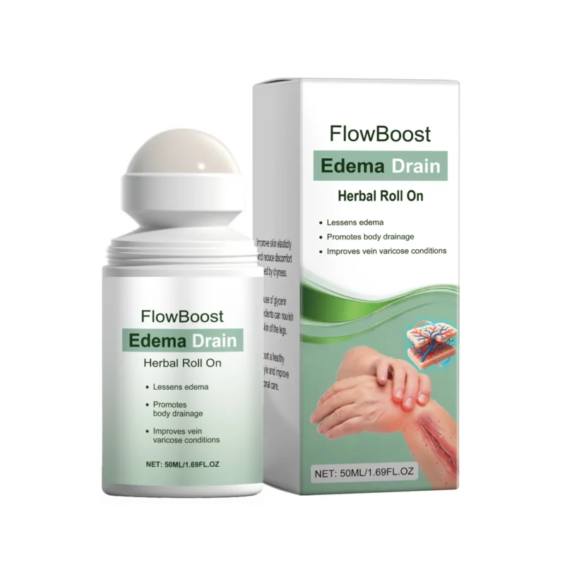 herbal-roll-on-body-oil-varicose-veins-leg-swelling-relief-50ml-amz-bwq9gstc-1 AMZ FlowBoost Herbal Roll-On Body Oil in sleek blue and white packaging, perfect for on-the-go leg care and circulation improvement.