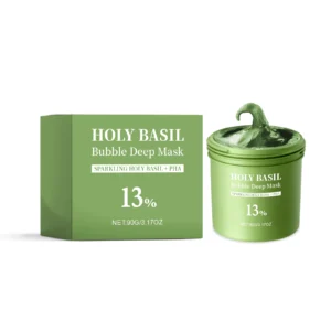 Holy Basil Bubble Deep Cleansing Mask 90g with PHA for gentle exfoliation and pore purification