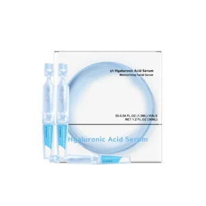 3% Hyaluronic Acid Serum in a pack of 30 single-use vials for deep hydration and sensitive skin care