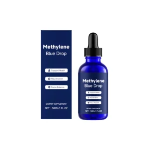 AMZ Methylene Blue Dietary Supplement Drops 30ml in a sleek bottle for energy support and antioxidant benefits.
