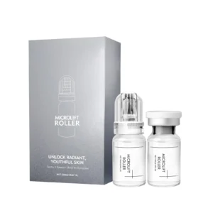 AMZ Microneedle Roller Serum Set with 64-pin head for at-home anti-aging and skin brightening treatment