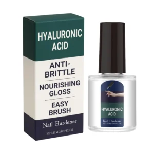 AMZ Nail Nourishing Serum in a sleek 11ml bottle with brush applicator, formulated with Vitamin E and Jojoba Oil for daily nail care.