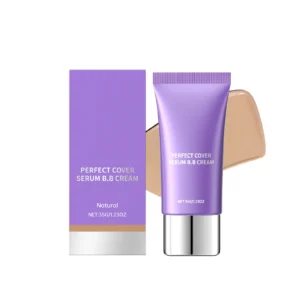AMZ Natural Serum BB Cream in a sleek tube, providing lightweight, matte coverage and all-day hydration for a flawless complexion.