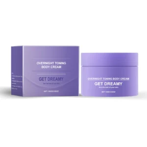 AMZ Overnight Toning Body Cream in a sleek white and blue jar for firming and moisturizing skin