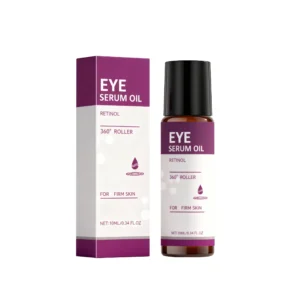 AMZ Retinol Eye Serum with 360-degree cooling roller applicator for dark circles and fine lines.